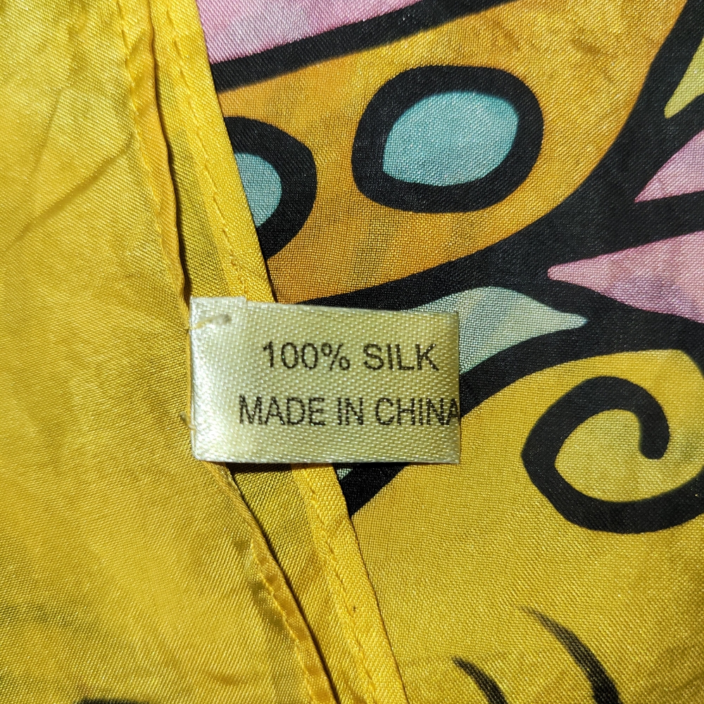 Yellow Scarf with Colorful Paisley Design - Picture 4 of 4